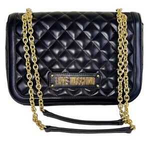 LOVE MOSCHINO BLACK QUILTED SHOULDER BAG